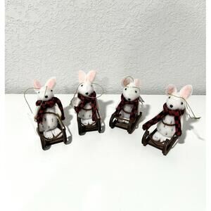 New Target Wondershop Rabbit Sled Christmas Tree Ornaments - Set Of 4